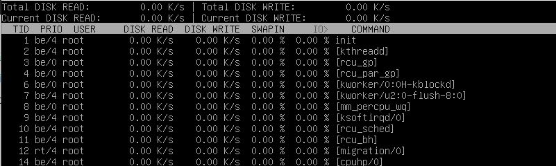 Comando iotop de linux
